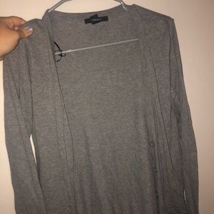 gray cardigan